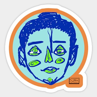 Light blue sketchy face Sticker